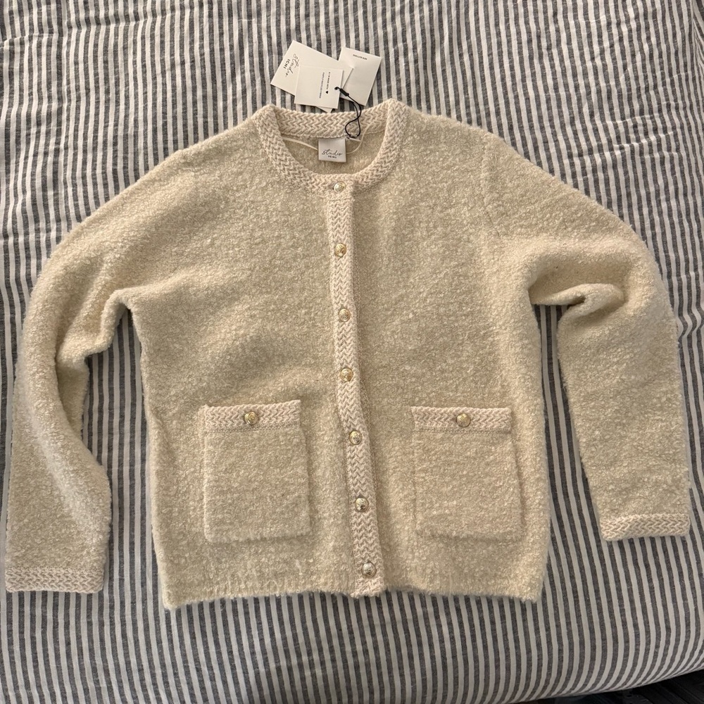 Studio I Textured Cream Cardigan Sweater